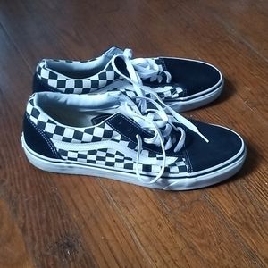 Mens Van's Checkered Low Top Suede Black 11.5